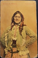 Tip de Țigancă - Salutări din Rom&amp;acirc;nia Carte Poștală Veche Rom&amp;acirc;nia .(cel mai probabil din perioada 1900&amp;ndash;1945) foto