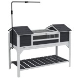 PawHut Casă pentru țestoase terestre de exterior incintă pentru țestoase 2 ascunzători suport de lampă reglabil lemn masiv 122 x 56,5 x 93 cm gri | Ao