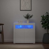 VidaXL Servantă cu lumini LED, alb extralucios, 80x35x75 cm