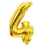 Balon din folie flippy, cifra 4, 81 cm, pentru aer sau heliu, bulk, auriu