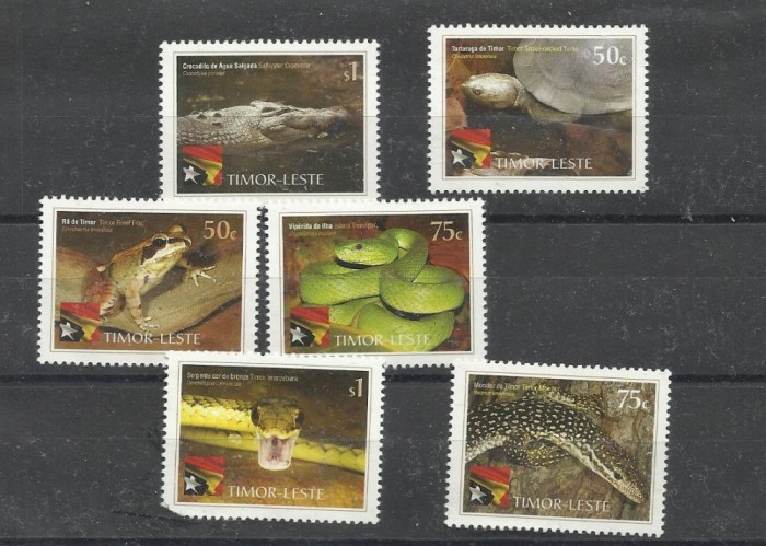 TIMORUL DE EST 2010 FAUNA REPTILE MICHEL 383-388