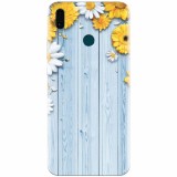 Husa silicon pentru Huawei Y9 2019, Sunflower On Blue Wood