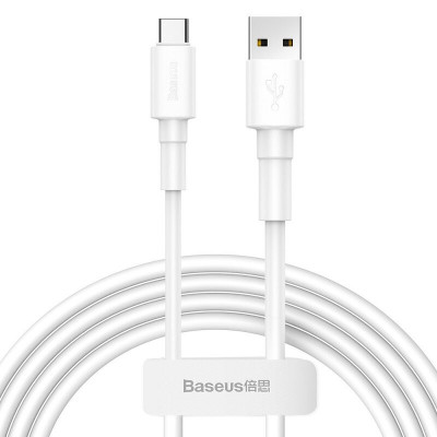 Cablu USB la USB Tip-C 3A Baseus Mini incarcare si date 1 metru alb CATSW-02 foto