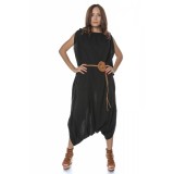 Salopeta Funky din panza topita neagra