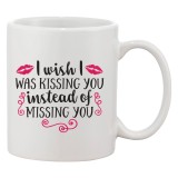 Cana alba personalizata &#039;I wish I was kissing you instead of missing you&#039;, INOVATIX&reg;. 330 ml