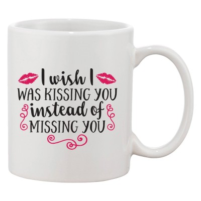 Cana alba personalizata &amp;#039;I wish I was kissing you instead of missing you&amp;#039;, INOVATIX&amp;reg;. 330 ml foto