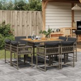 vidaXL Set mobilier grădină cu perne, 9 piese, gri, poliratan 3211562