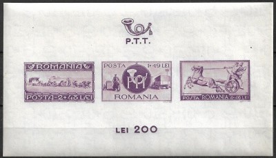 C2763 - Romania 1944 - bloc PTT neuzat,perfecta stare foto