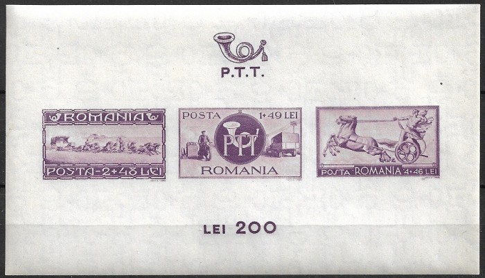 C2763 - Romania 1944 - bloc PTT neuzat,perfecta stare