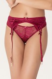 Set Portjartier cu Jartiere si Chilot Dantela Cottonhill GS1194-81 Visiniu, Marimi S/M, M/L. Lenjerie Sexy Dama. Fabricat in Turcia