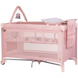 Cumpara ieftin Patut pliabil cu saltea de infasat Chipolino Luna powder pink