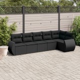 Cumpara ieftin Gossi set mobilier de gradina cu perne, 6 piese, negru, poliratan
