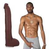 Dildo realist DOC JOHNSON Ultraskyn Signature Cocks - Hollywood Cash, bază cu ventuză pentru fixare, 29 cm, culoarea maro