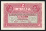 q729 UNGARIA BANCNOTA DE 2 korona kronen doue coroane 1917 fara supratipar NECIRCULATA UNC a circulat in Transilvania si Bucovina text in limba romana