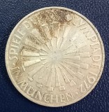 (A1048) MONEDA DIN ARGINT GERMANIA - 10 MARK 1972, LIT. D, OLIMPIADA DE LA MUNCHEN, Europa