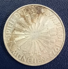(A1048) MONEDA DIN ARGINT GERMANIA - 10 MARK 1972, LIT. D, OLIMPIADA DE LA MUNCHEN