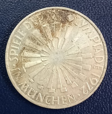 (A1048) MONEDA DIN ARGINT GERMANIA - 10 MARK 1972, LIT. D, OLIMPIADA DE LA MUNCHEN foto