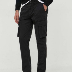 Sisley pantaloni barbati, culoarea negru, cu fason cargo