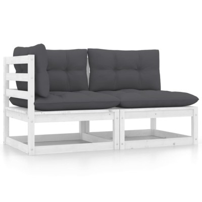 Gossi set mobilier de gradina cu perne, 2 piese, alb, lemn masiv pin foto
