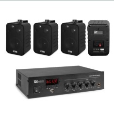Sistem audio ambiental, 4 boxe perete, 1 amplificator, USB, Bluetooth
