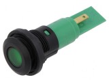 Lampă LED plată verde 12VDC 12VAC &Oslash;16mm IP67