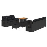 vidaXL Set de canapele pentru grădină cu pernă 10 pcs Negru 3363659