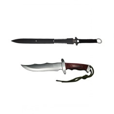 Set sabie si cutit de vanatoare, DEPOX&reg;, Steel Wolf, otel inoxidabil, 31 cm, argintiu