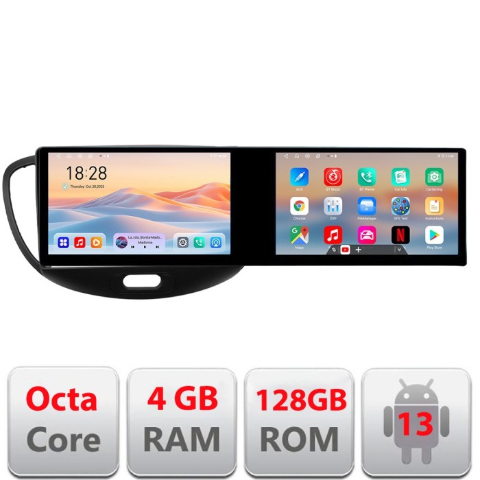 Navigatie Hyundai I10 2007-2013 Edotec 2 ecrane 8 core 4+128 21.6 inch Incell android Wifi 5Ghz gps internet KIT-i10-2007 CarStore Technology