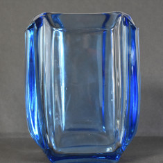 Vaza din cristal nuante de albastru / bleu - Design anii 1960