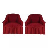 Cumpara ieftin Set 2 Huse Fotoliu Elastice cu Volane, Bordo Visiniu - HEP65
