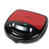 Sandwich maker Heinner SM K750 BKRX, 750 W, Plita grill fixa cu invelis antiaderent, indicator luminos, Negru/Rosu