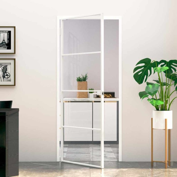 vidaXL Ușă de interior alb 83x201,5 cm sticlă securiz. / aluminiu slim 153667