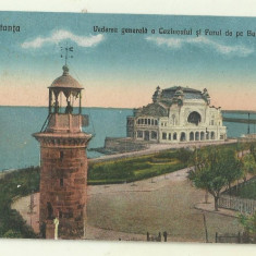cp Constanta : Vederea generala a Cazinoului si Farul de pe Bulevard - anii 1920