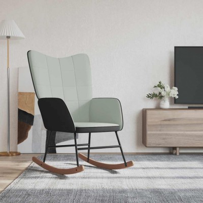 vidaXL Scaun balansoar, gri deschis, catifea și PVC 327875 foto