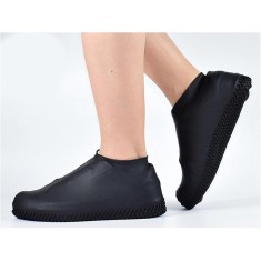 Huse Incaltaminte, Impermeabile, Antiderapante, din Latex, 13 x 13 x 2 cm, Marime L 41-47 cm, Negru
