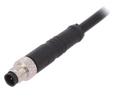 Conector BULGIN M5 3 pini 1A drept IP67 60V 1m PXPTPU05FIM03ACL010PUR