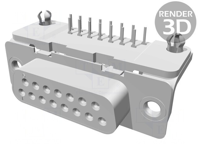 Conector D-Sub 15-Pin Soclu Mamă 90&deg; THT 6A PCB