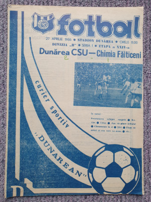 Program meci fotbal Dunarea CSU Galati-Chimia Falticeni 27 Apr 1986, stare buna foto