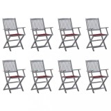 Cumpara ieftin Gossi scaune pliabile de exterior cu perne, 8 buc., lemn masiv acacia