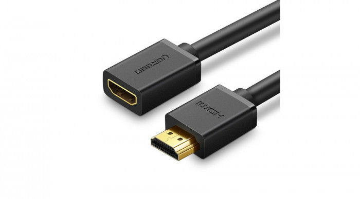 Ugreen Cablu de extensie HDMI (femelă) la HDMI (mascul) 19 pini 1.4v 4K 60Hz 30AWG 2m - Negru (10142)