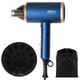 Uscator de par cu maner pliabil Camry CR 2268, 1800W, ionizare, 2 setari temperatura, 2 trepte viteza, concentrator, difuzor, albastru/auriu