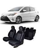 Cumpara ieftin Set huse scaune dedicate Toyota Yaris 2012-2019 (Bancheta fractionata si husa cotiera)