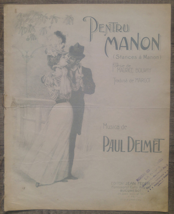 Pentru Manon// muzica Paul Delmet, partitura lito!
