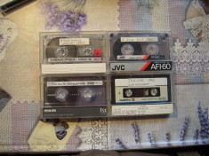 LOT de 4 casete audio normale diferite marci pentru inregistrat: Memorex de 90 min., JVC de 60 min., PHILIPS de 90 min. si GOLDSTAR de 90 min.