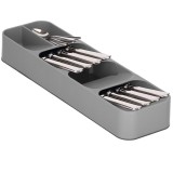 Organizator pentru tacamuri de sertar, 5 compartimente, 40x11x5,5 cm, gri