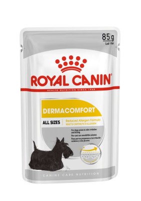 Royal Canin Dermacomfort Adult hrana umeda caine, prevenirea iritatiilor pielii (pate), 85 g foto