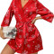 Femei Scurt Satin Kimono Halat Lenjerie Lenjerie Cămașă de noapte Sleepwear Măta