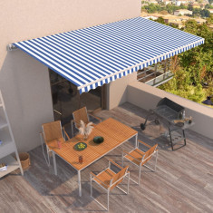 Copertina retractabila manual, albastru si alb, 600x350 cm GartenMobel Dekor foto