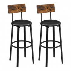 Set 2 scaune de bucatarie/bar, Artool, pal si otel, maro rustic, negru, 39x39x100 cm foto