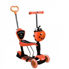 Trotineta Copii Scooter 5in1 1-8 Ani 40Kg cu Manere O si T Portocalie foto